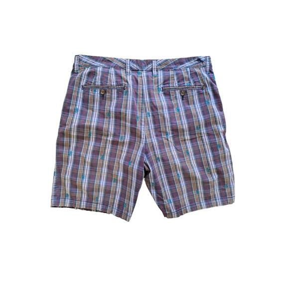 Tommy Bahama Plaid Pineapple Embroidered Chino Golf Shorts Vacation Size 36 - Picture 5 of 5